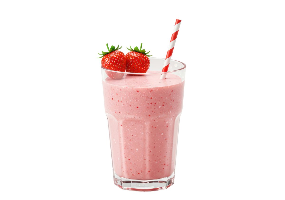 Fresh strawberry smoothie in glass